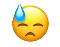 Unhappy sweaty emoji